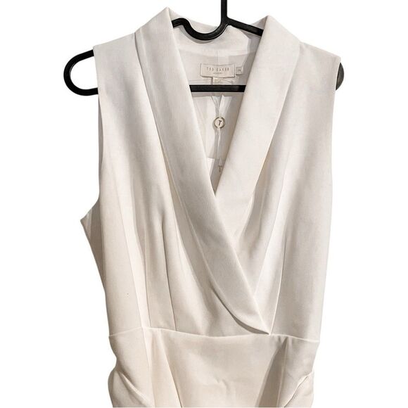 Ted Baker Laraaa Mock Wrap Tiered Mini Dress in White - Picture 6 of 9